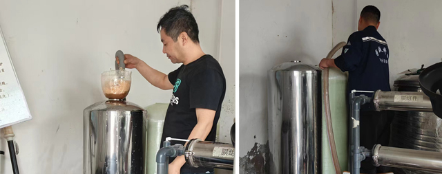 國鐵科林售后師傅為航天食堂飲水設備跟換濾芯保障飲水安全